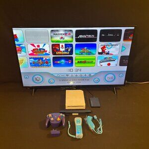 Nintendo Wii 1TB HDMI Blue Wii Mote Purple Wireless Controller +Accessories